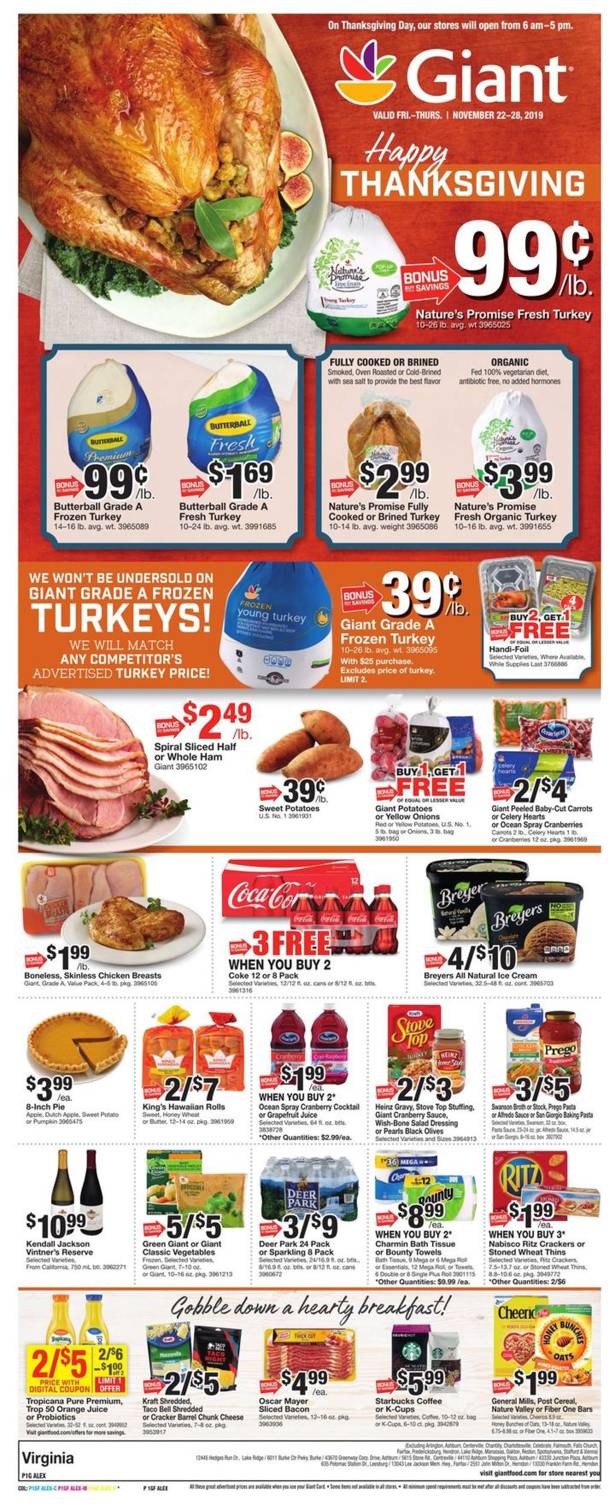 Giant Food Thanksgiving Ad 2019 Current weekly ad 11/22 11/28/2019