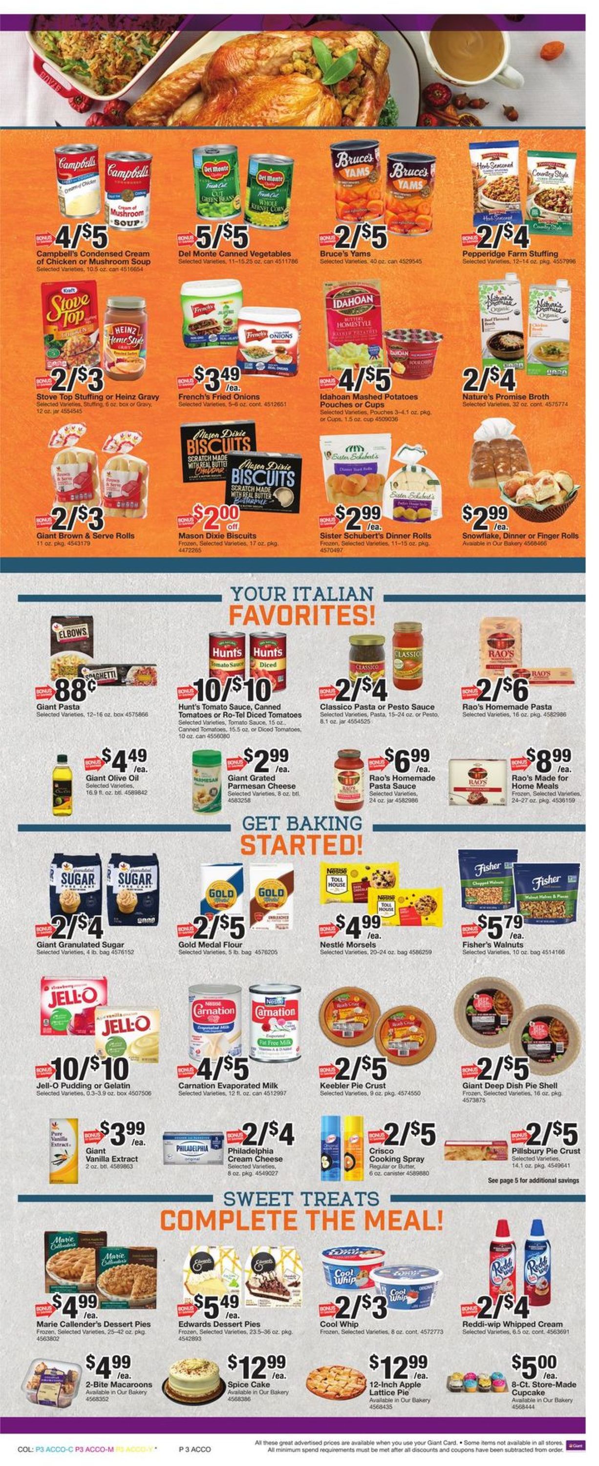 Catalogue Giant Food Thanksgiving 2020 from 11/20/2020