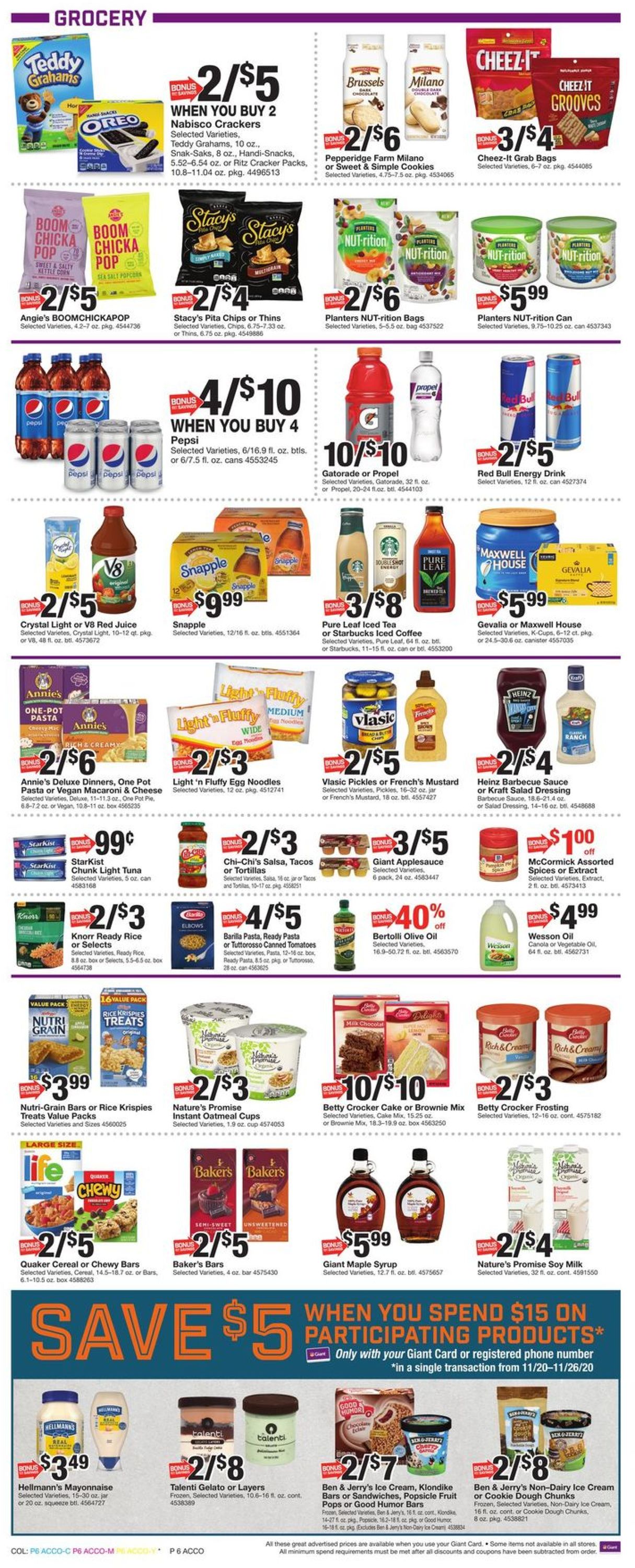Catalogue Giant Food Thanksgiving 2020 from 11/20/2020