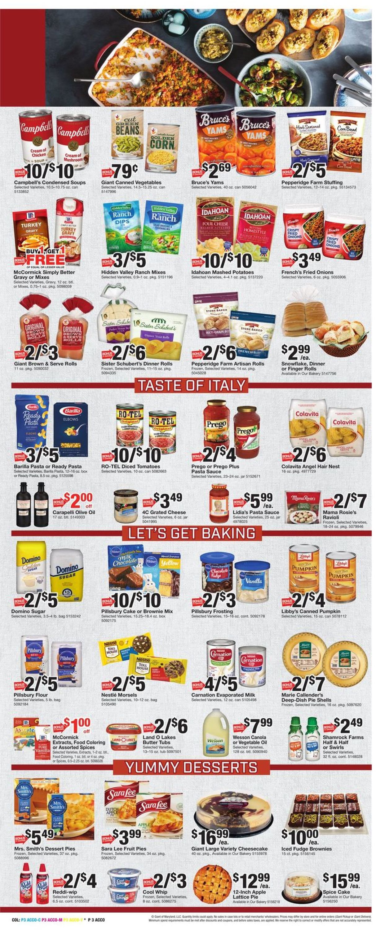 Catalogue Giant Food THANKSGIVING 2021 from 11/19/2021