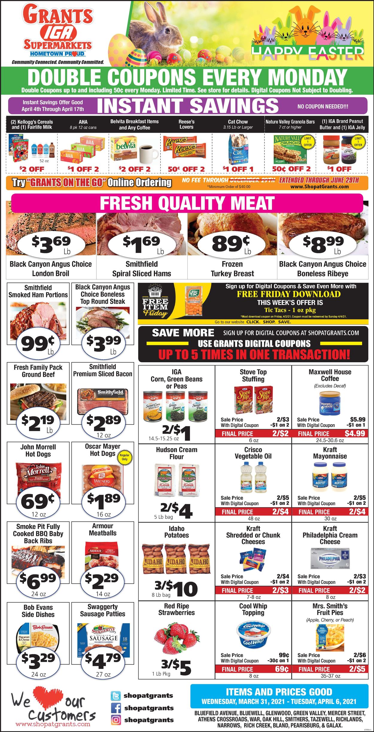 Catalogue Grant's Supermarket Easter 2021 ad from 03/31/2021