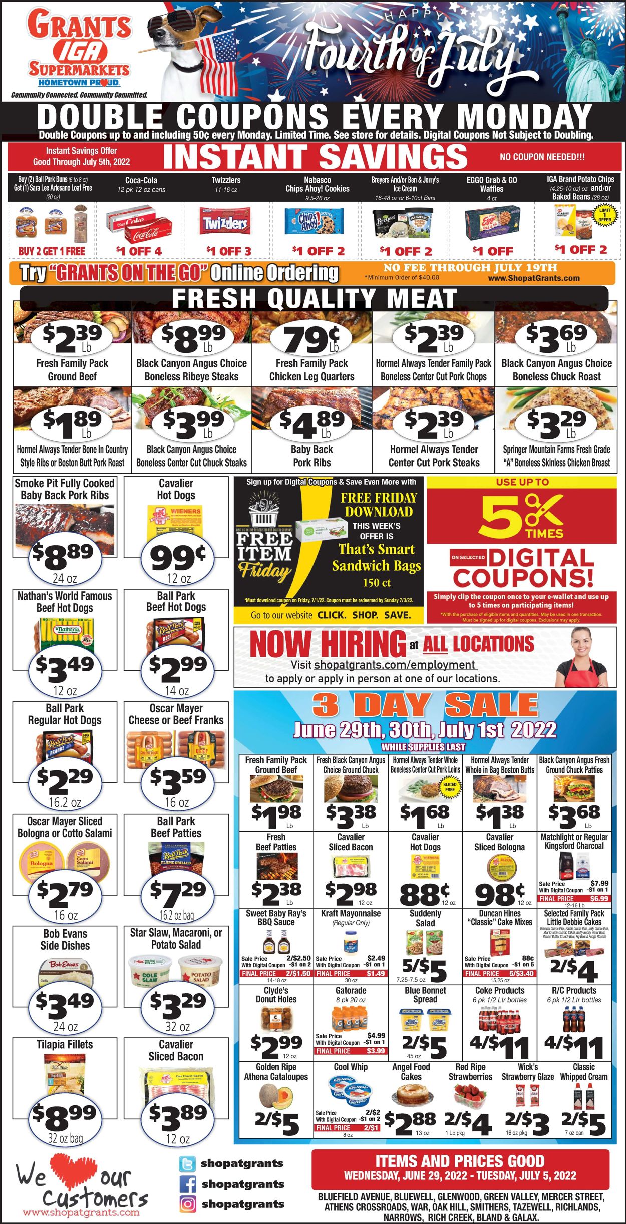 Catalogue Grant's Supermarket - 4th of July Sale from 06/29/2022