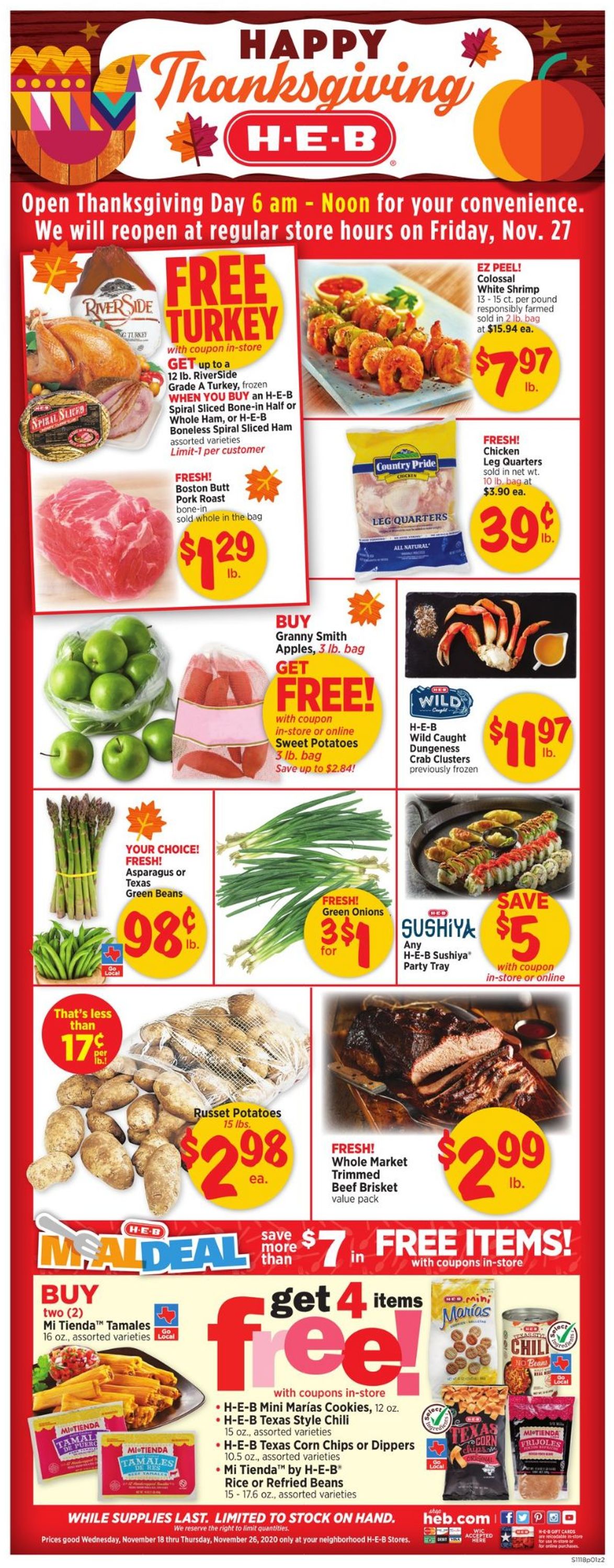 HEB Thanksgiving ad 2020 Current weekly ad 11/18 11/26/2020