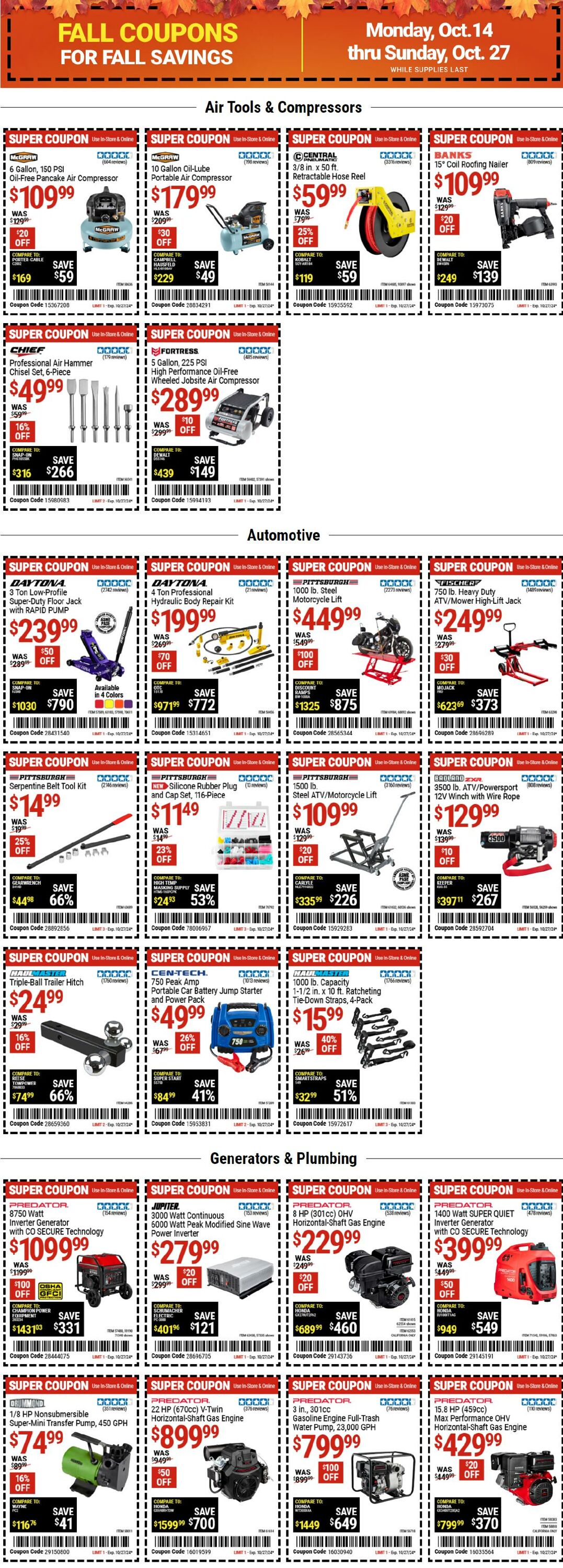 Catalogue Harbor Freight from 10/14/2024