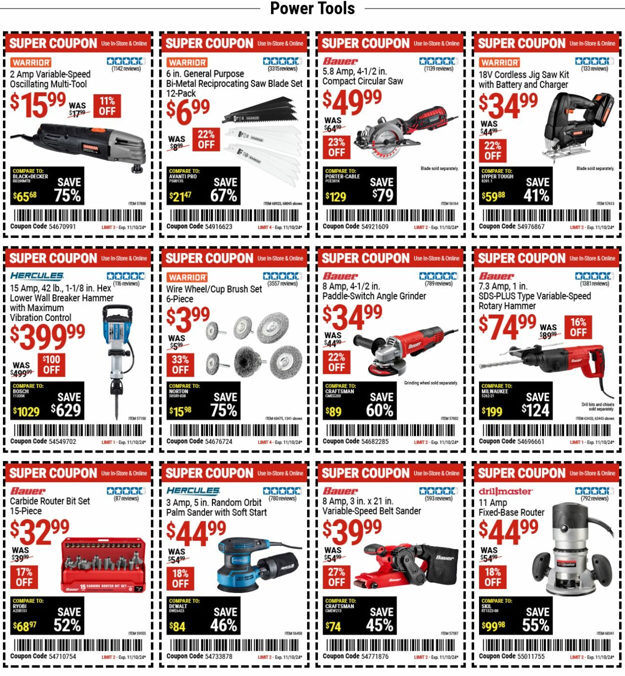 Catalogue Harbor Freight from 10/28/2024