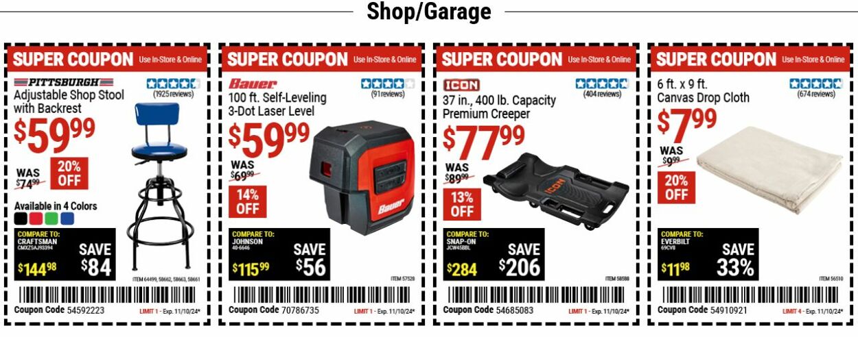 Catalogue Harbor Freight from 10/28/2024