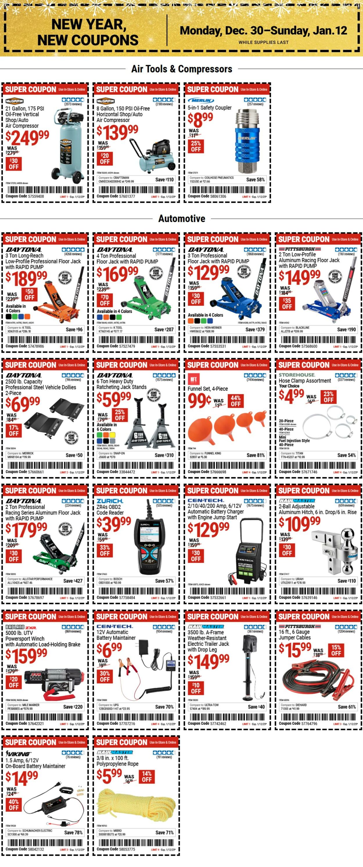 Catalogue Harbor Freight from 12/30/2024