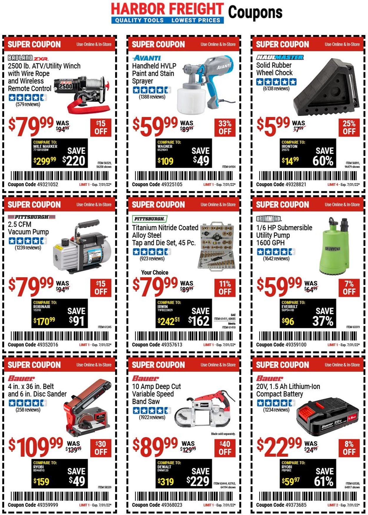 Catalogue Harbor Freight from 07/28/2022