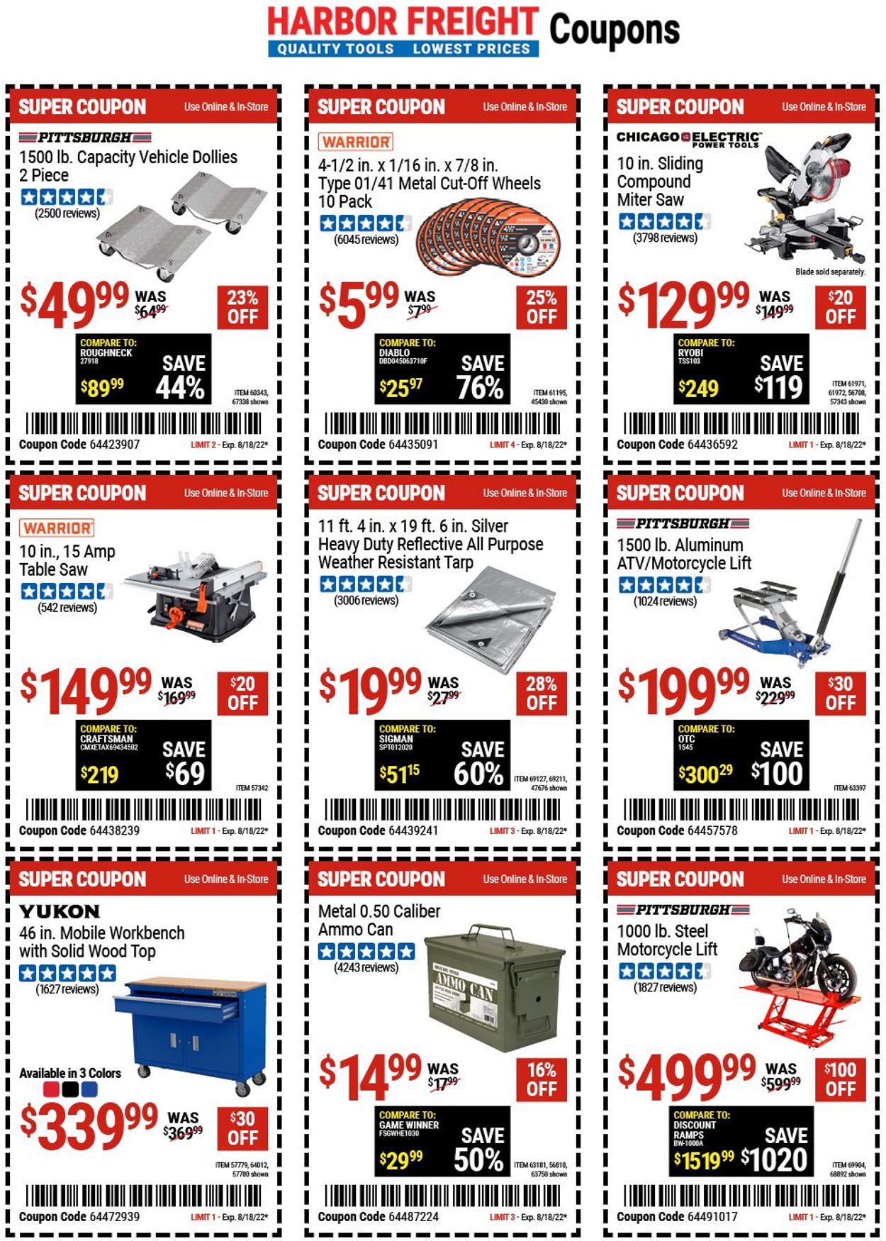 Catalogue Harbor Freight from 08/11/2022