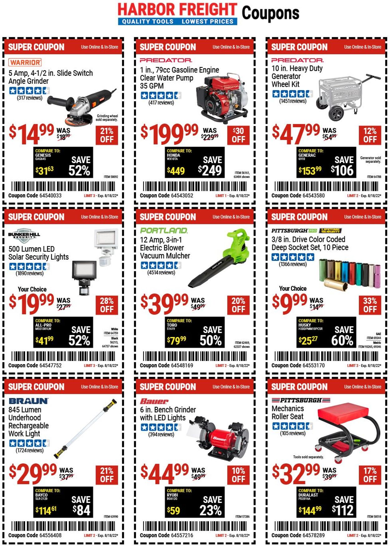 Catalogue Harbor Freight from 08/11/2022