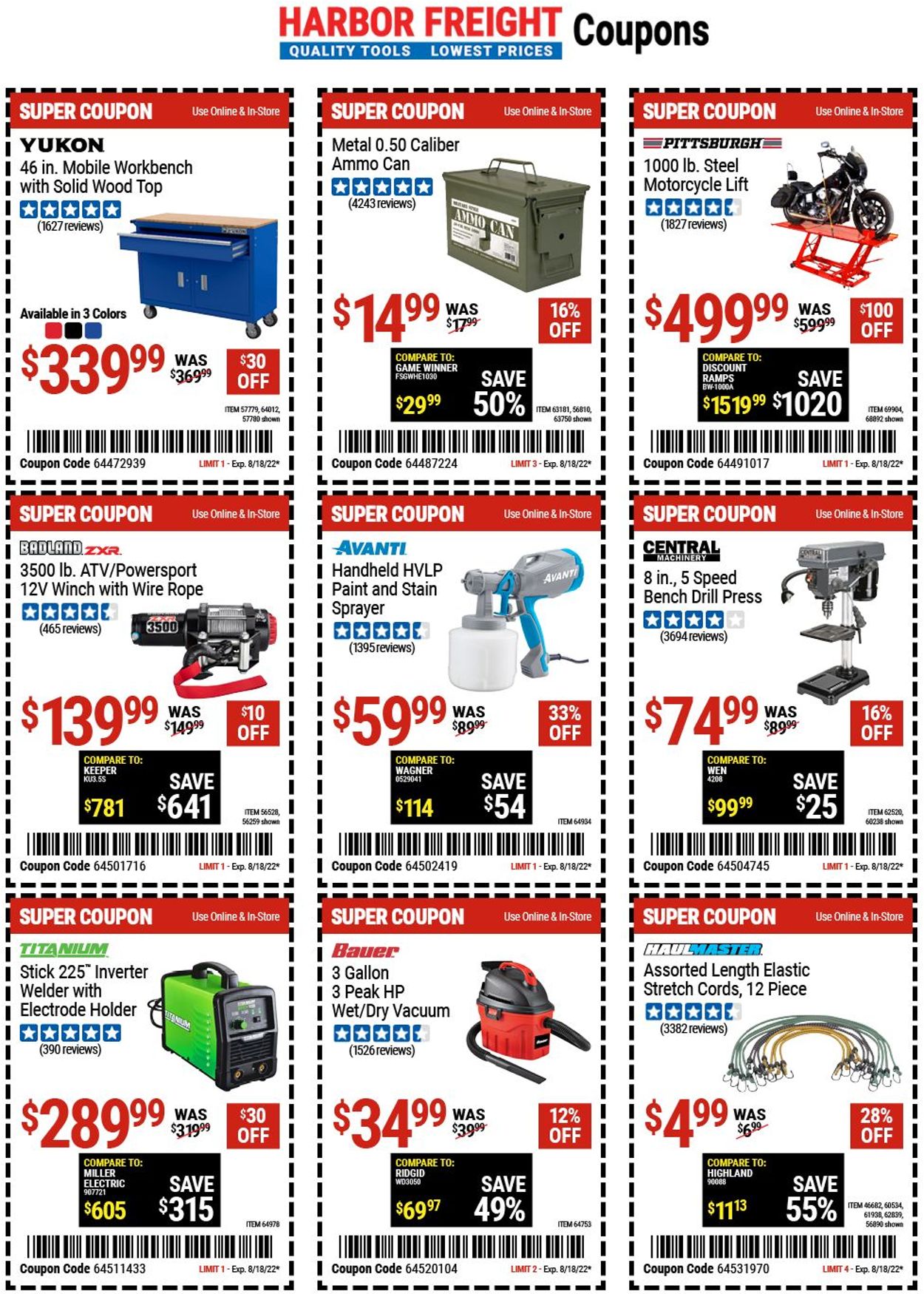 Catalogue Harbor Freight from 08/17/2022