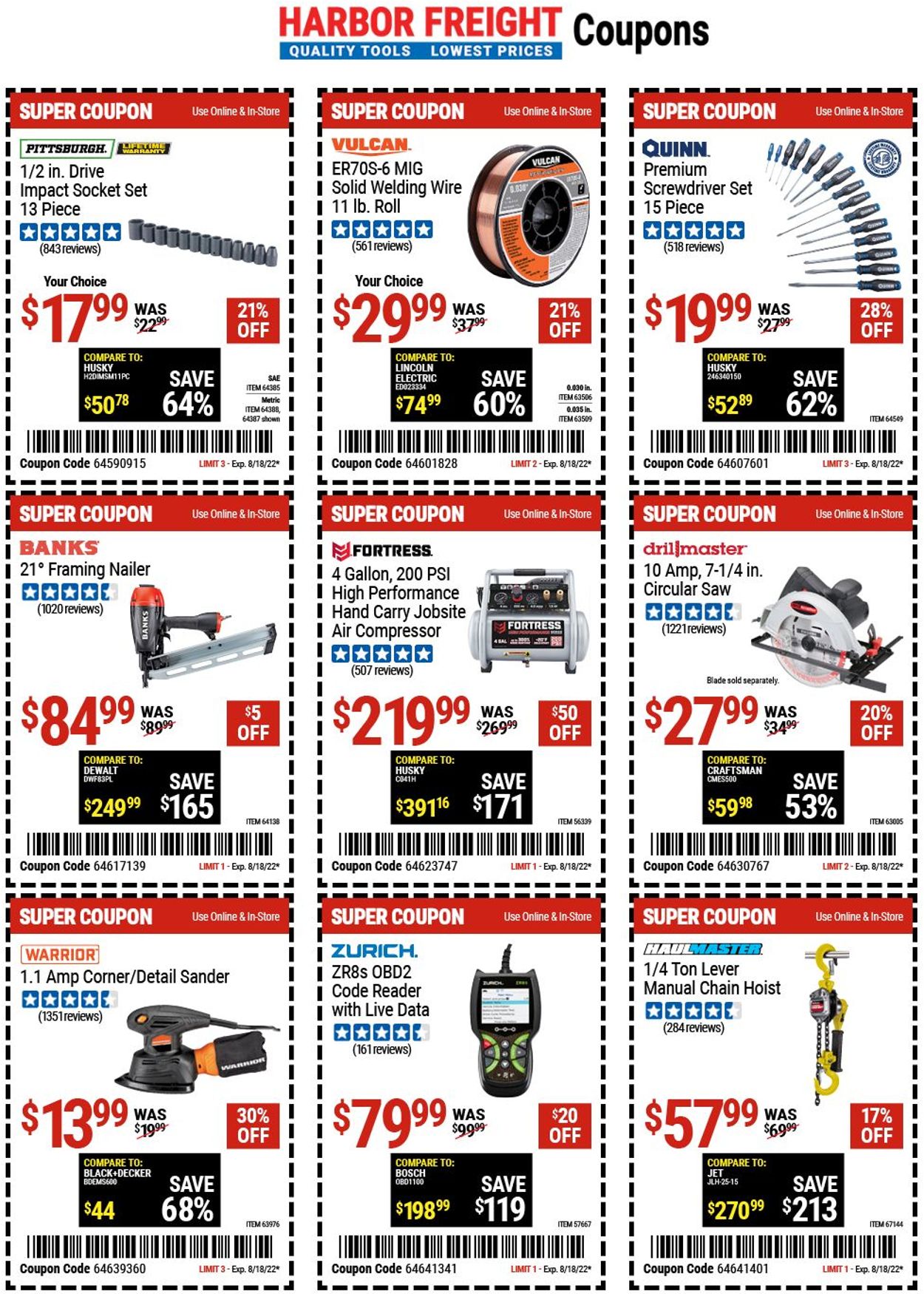 Catalogue Harbor Freight from 08/17/2022