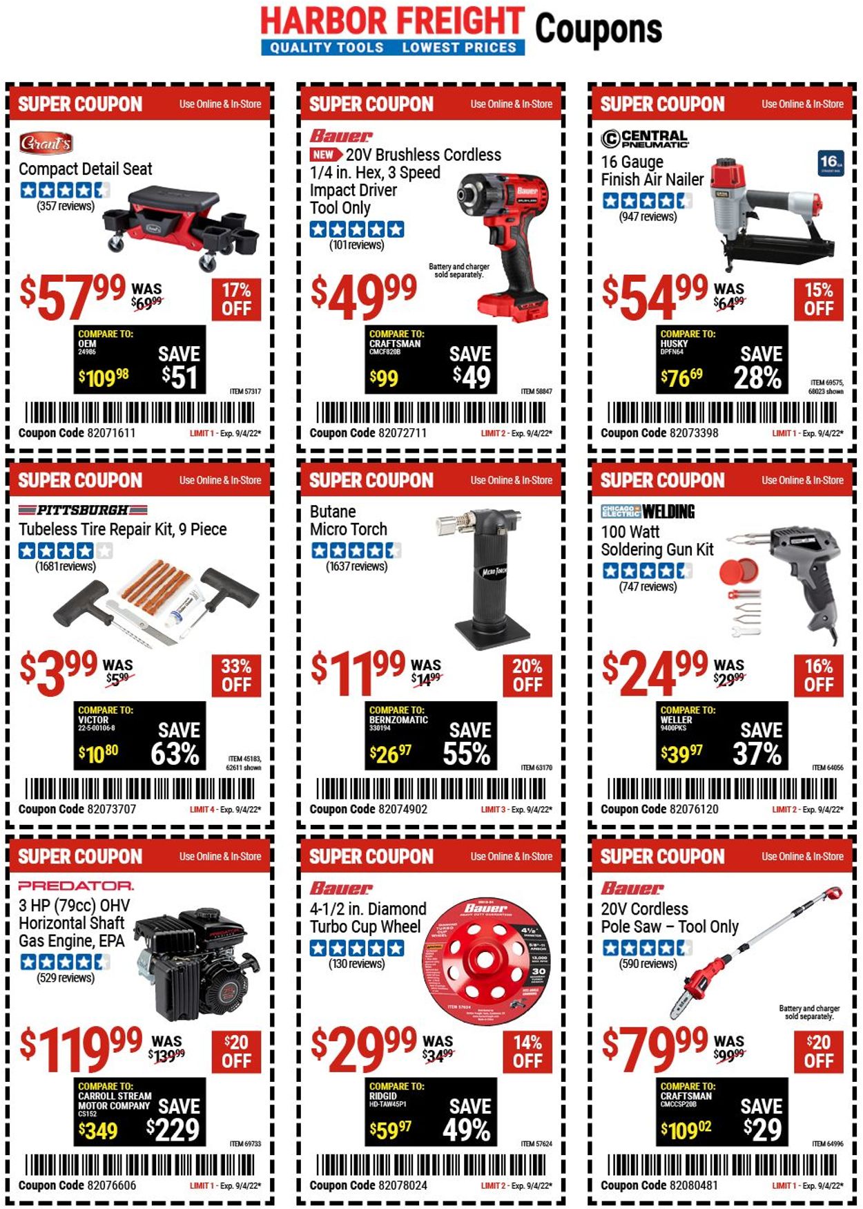 Catalogue Harbor Freight from 08/24/2022
