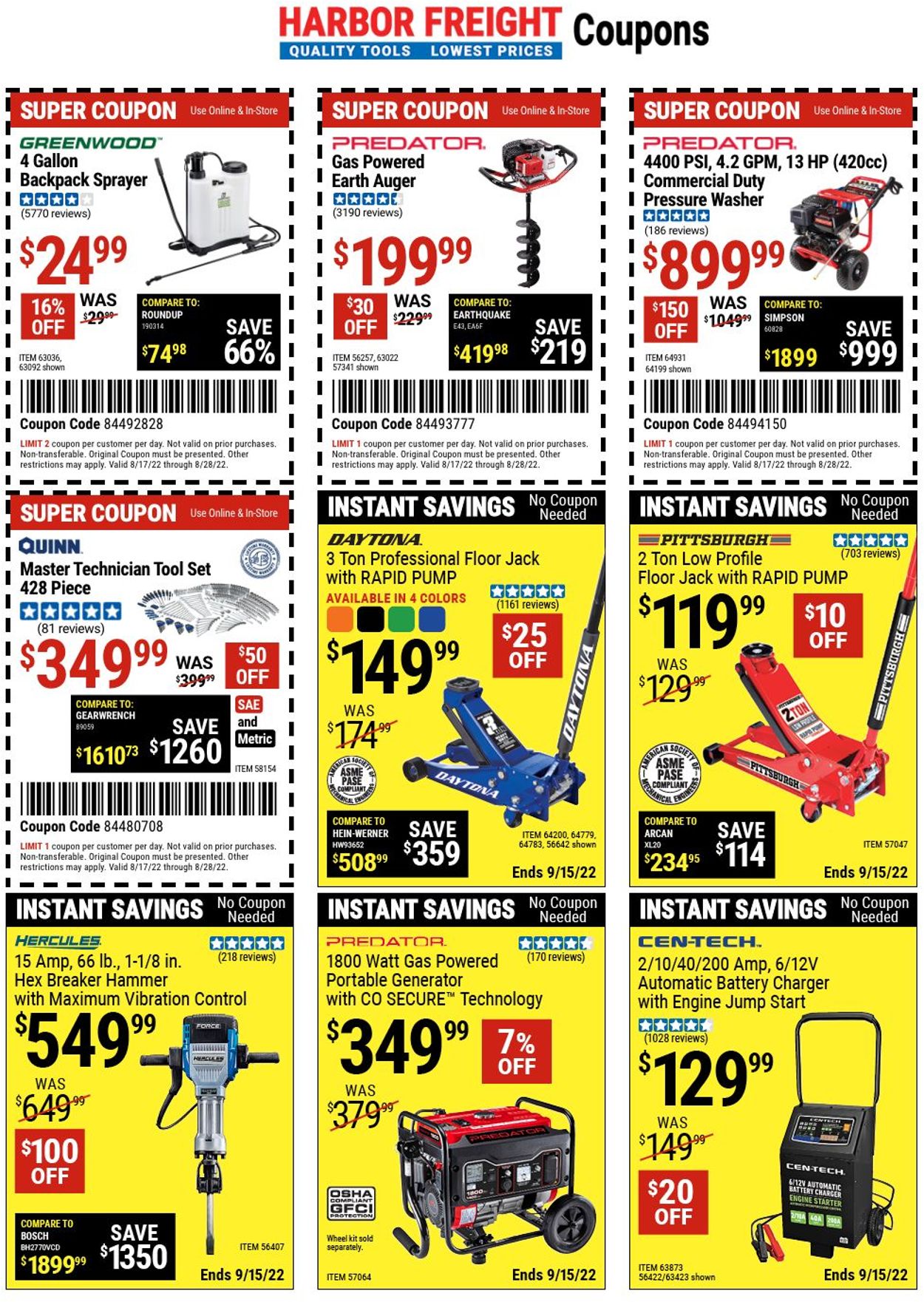Catalogue Harbor Freight from 08/24/2022