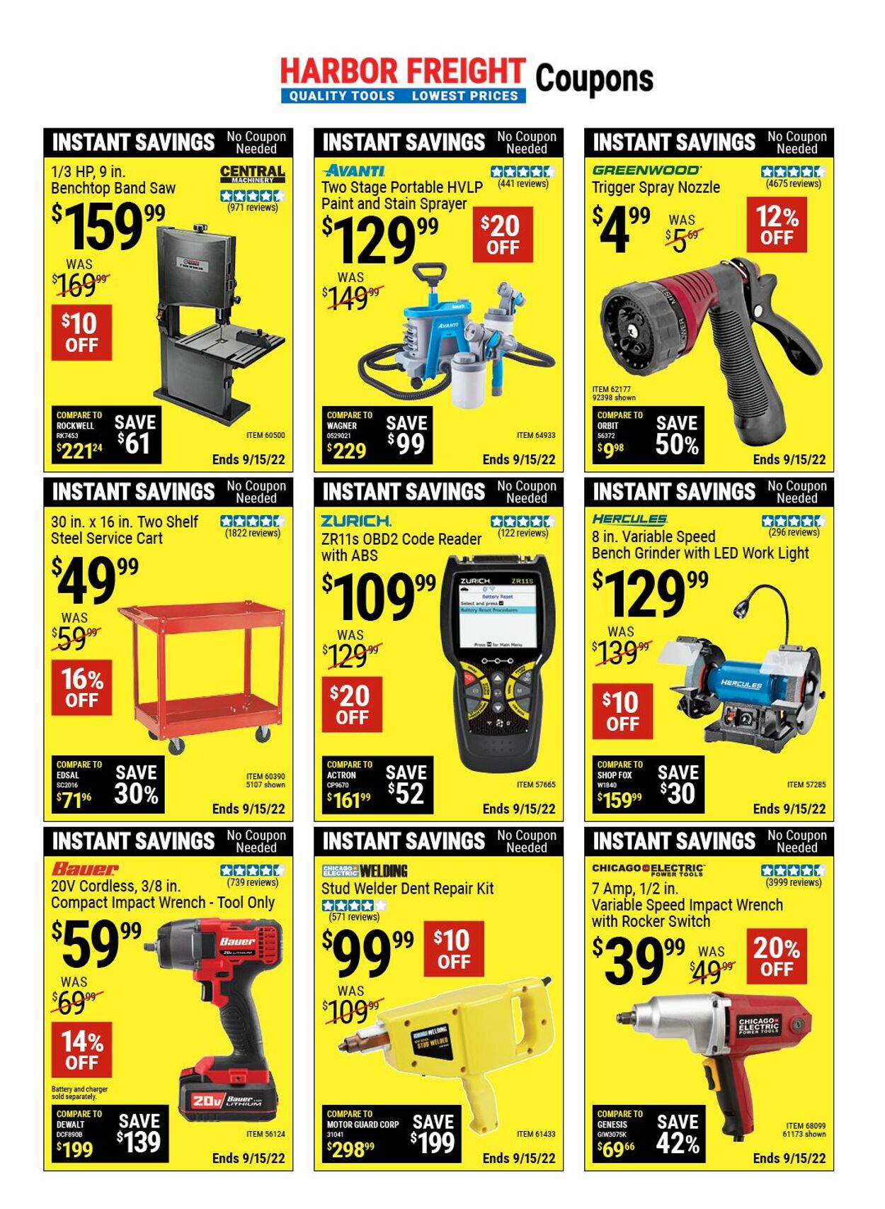 Catalogue Harbor Freight from 09/08/2022