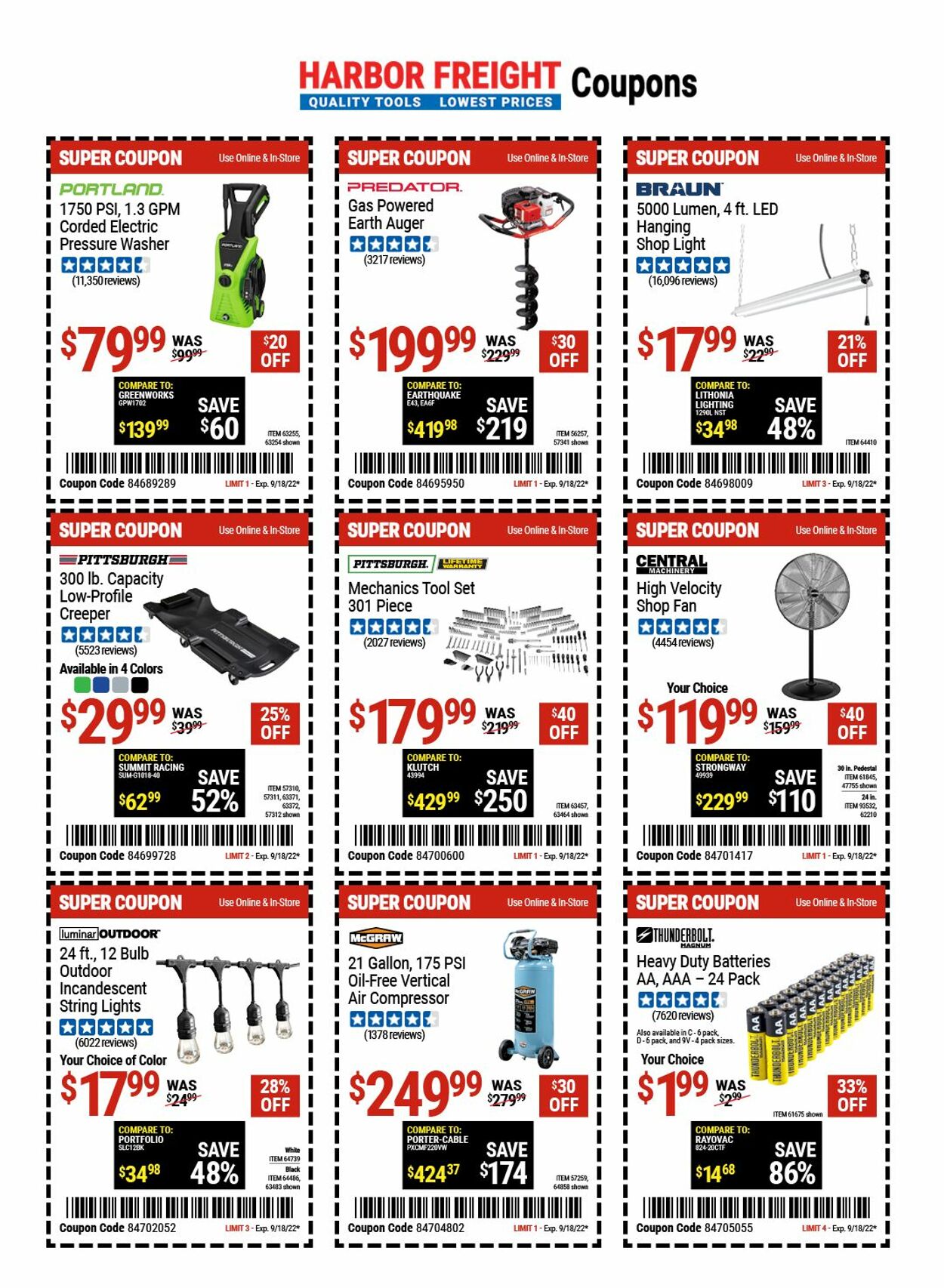 Catalogue Harbor Freight from 09/15/2022