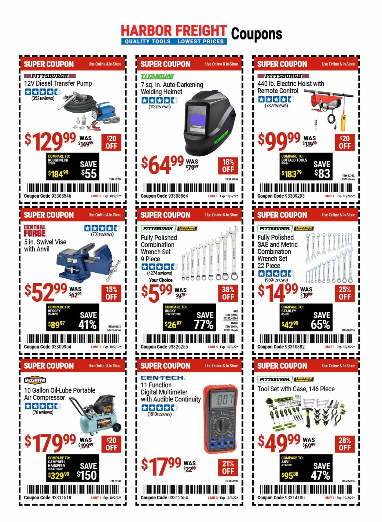 Catalogue Harbor Freight from 09/29/2022