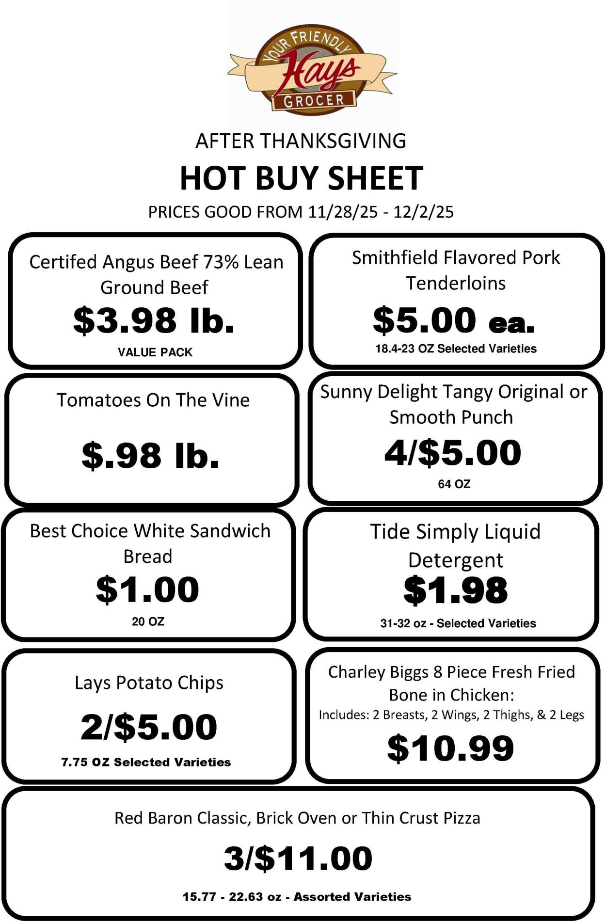 Catalogue Hays Supermarket from 11/28/2025