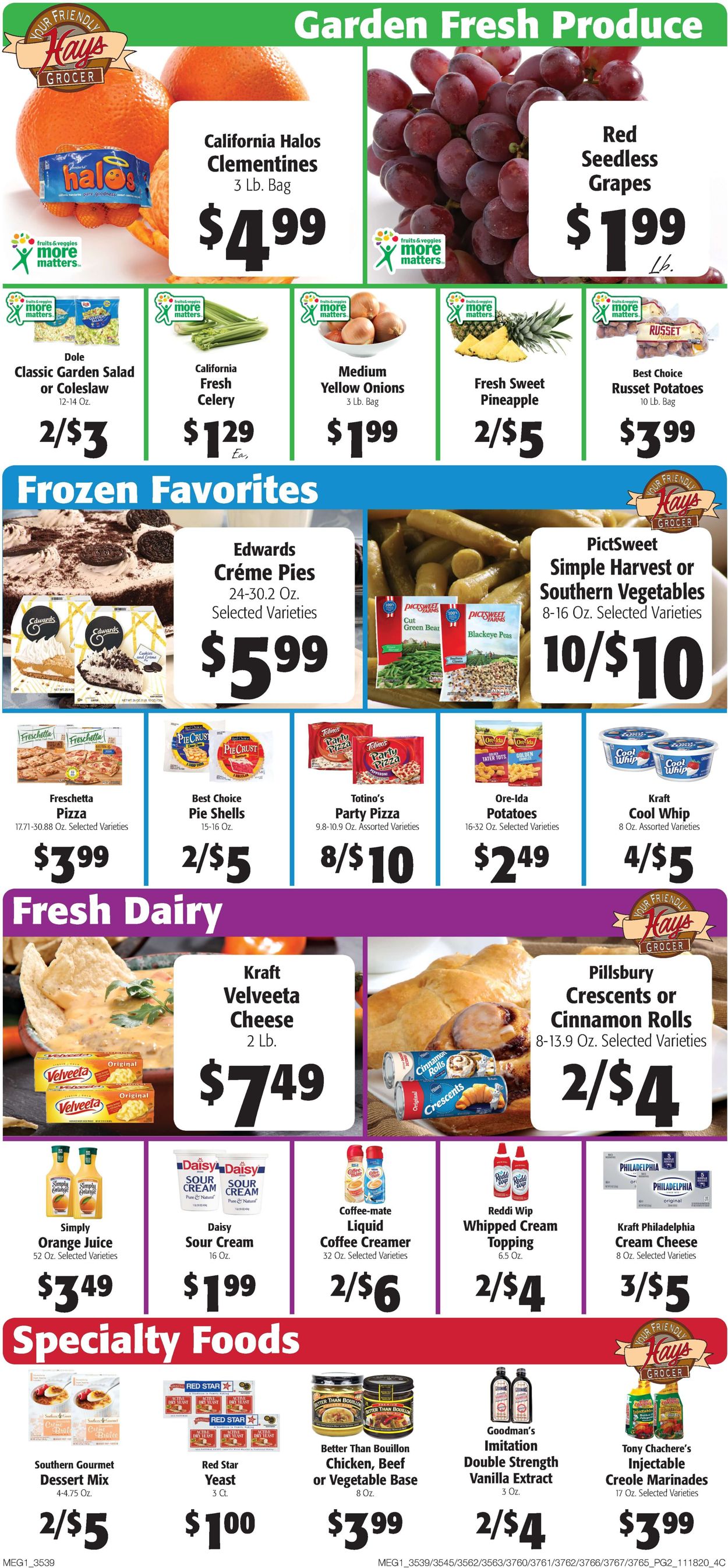 Catalogue Hays Supermarket Thanksgiving ad 2020 from 11/18/2020