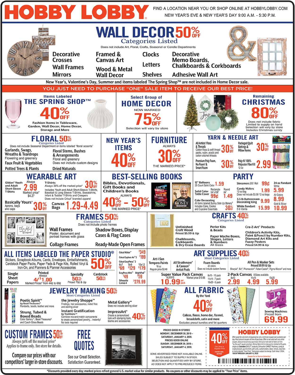 Hobby Lobby Current weekly ad 12/30 01/04/2020