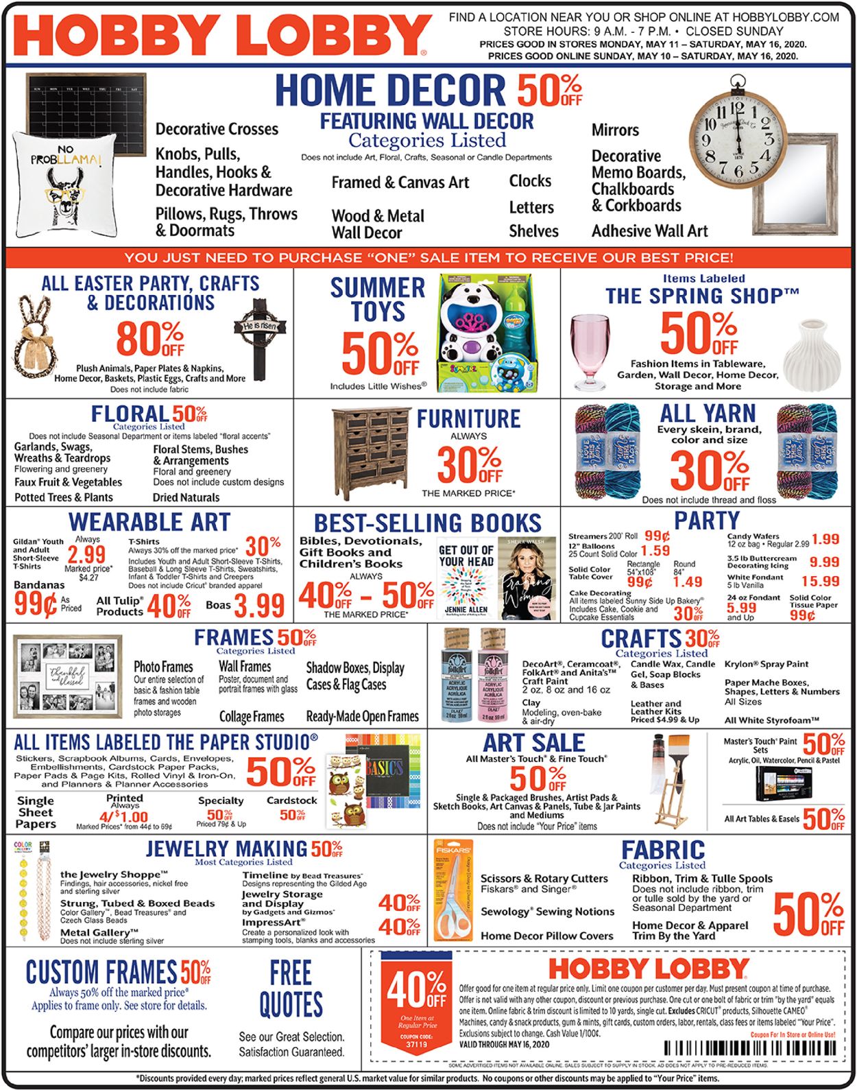 Hobby Lobby Current weekly ad 05/10 05/16/2020