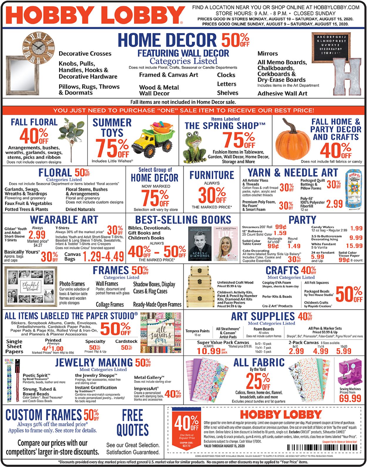 Catalogue Hobby Lobby from 08/09/2020