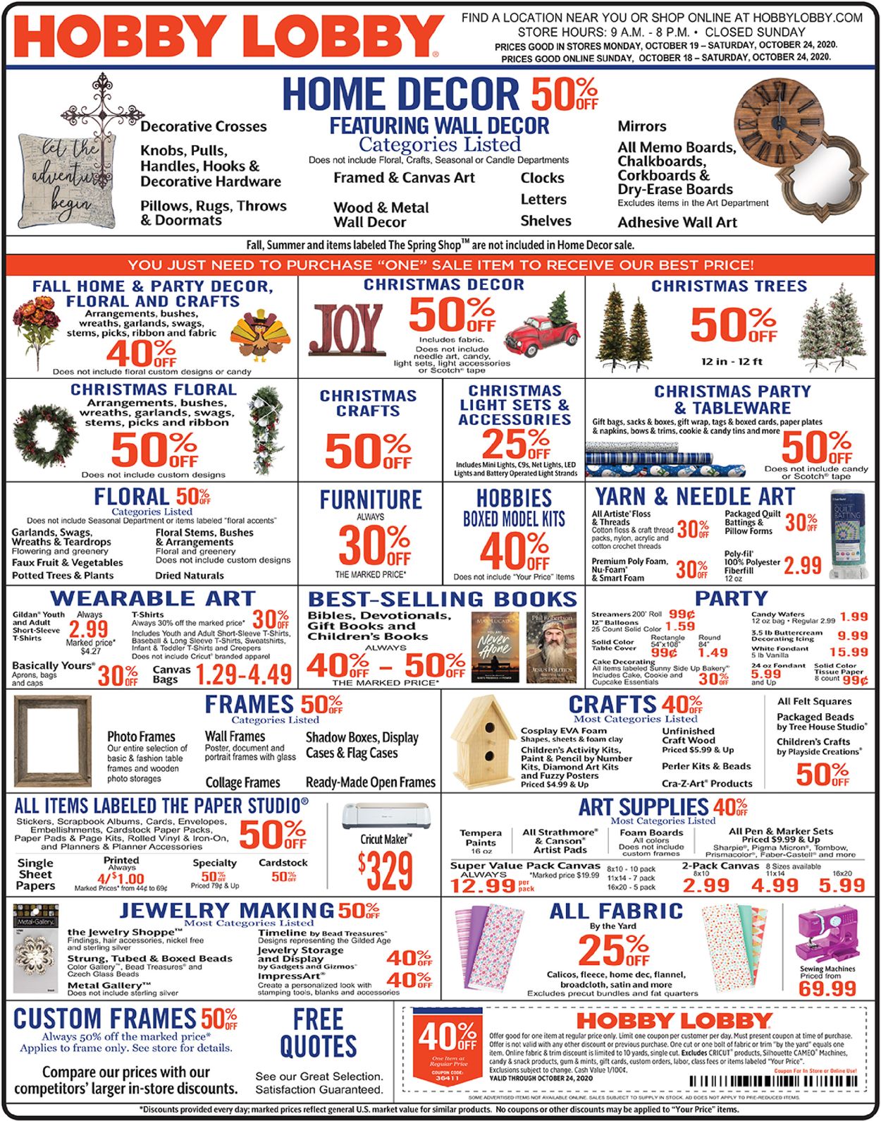 Catalogue Hobby Lobby from 10/18/2020