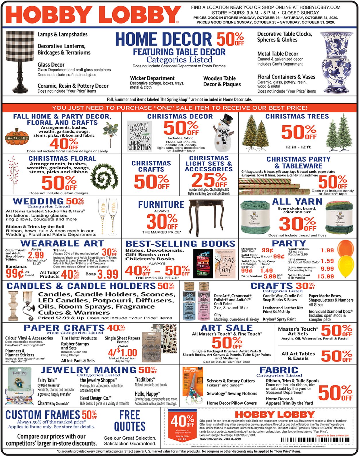 Catalogue Hobby Lobby from 10/25/2020