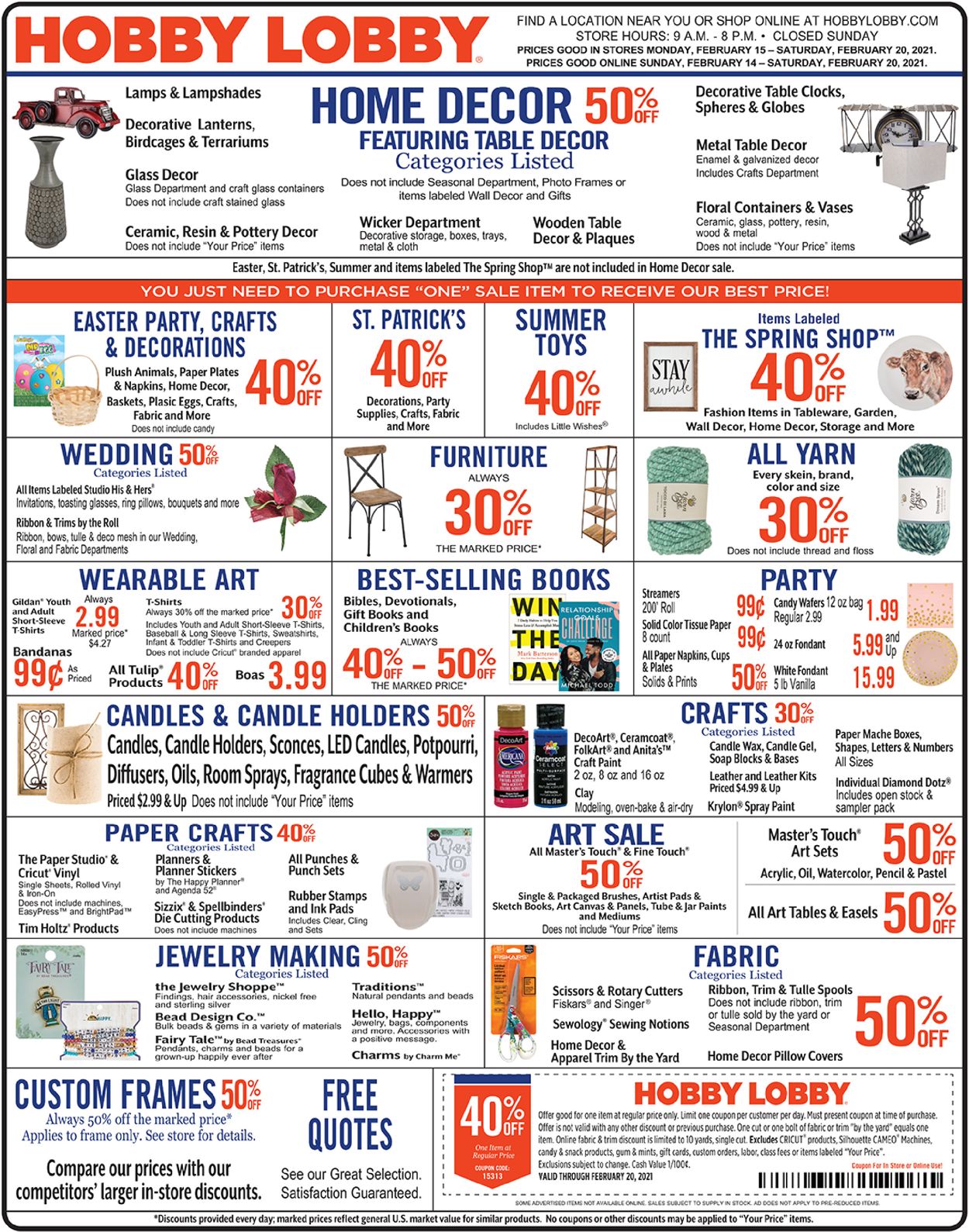 Hobby Lobby Current weekly ad 02/14 02/20/2021