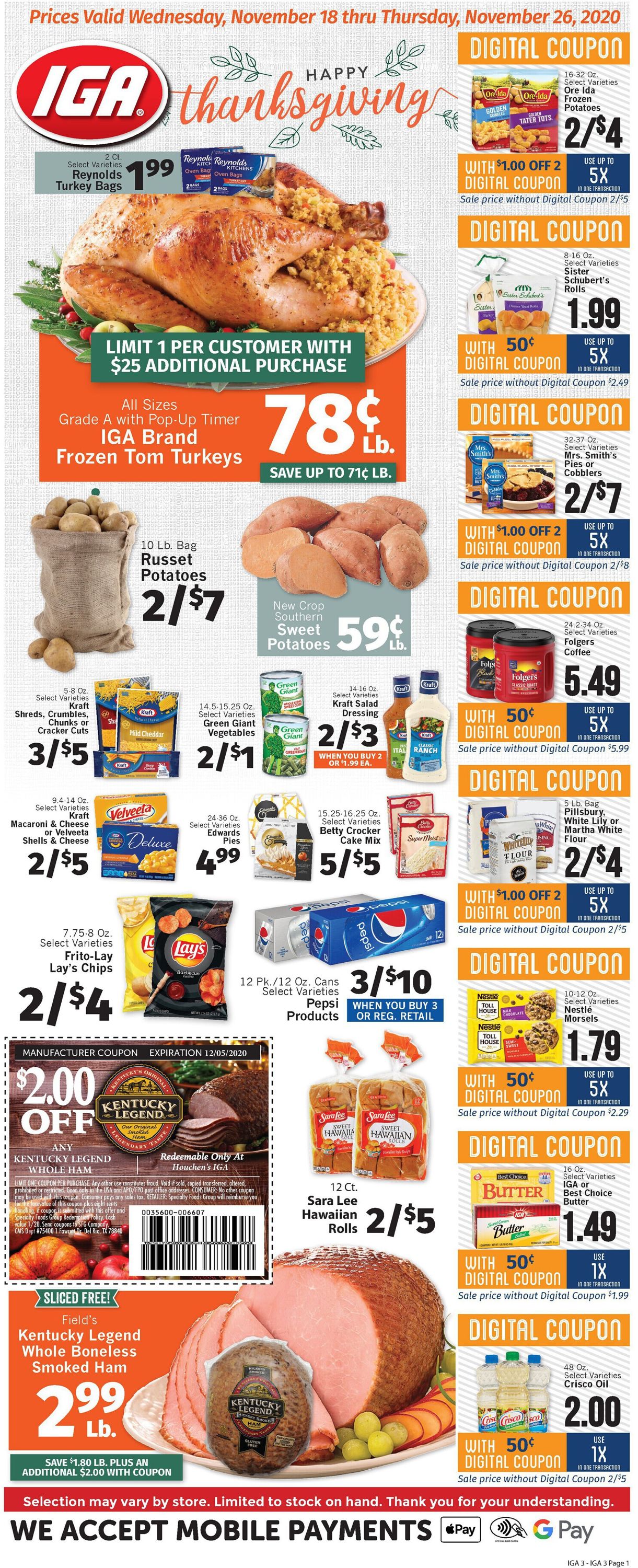 Catalogue IGA Thanksgiving ad 2020 from 11/18/2020
