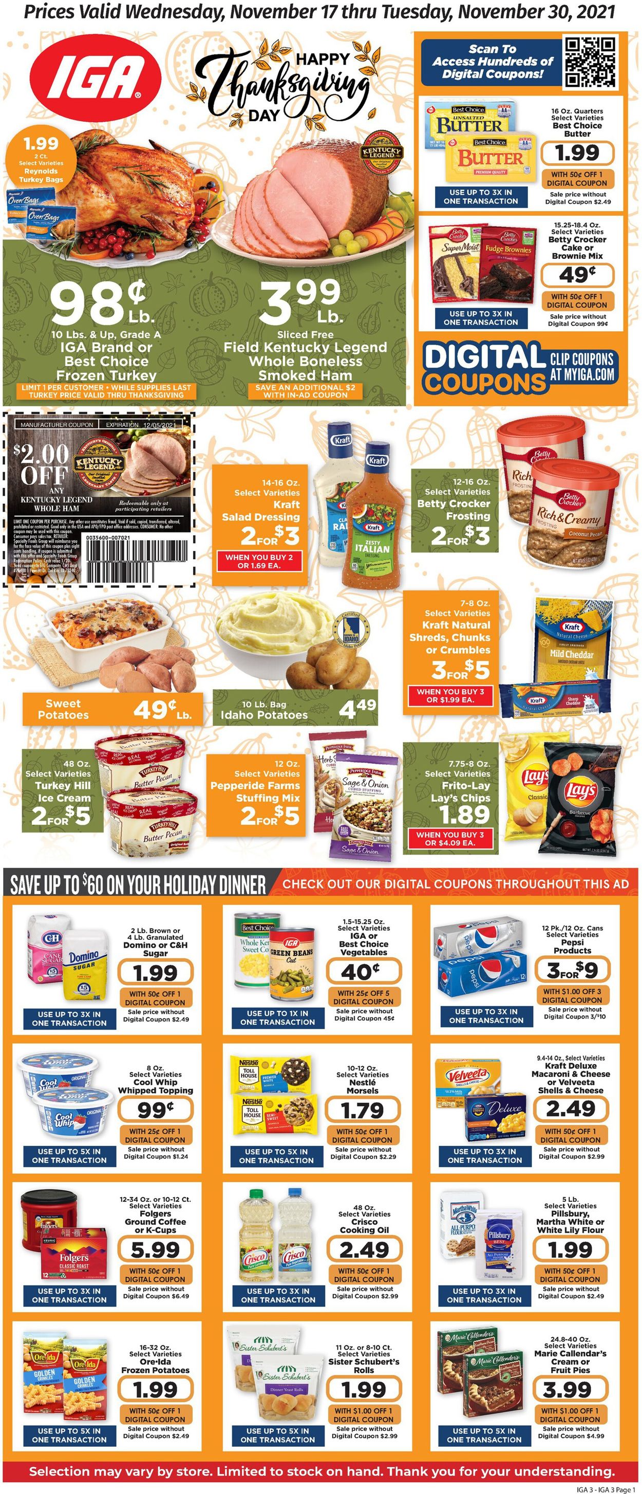 Catalogue IGA THANKSGIVING 2021 from 11/17/2021