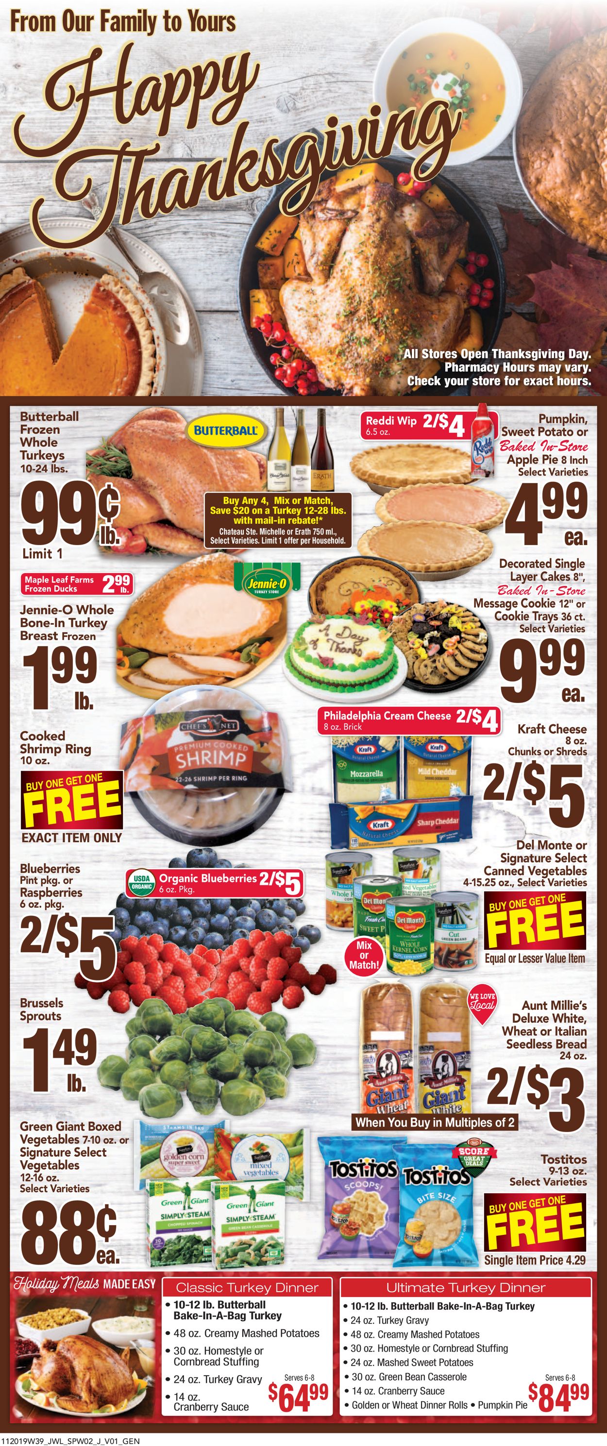 Jewel Thanksgiving Dinner / Jewel Osco Current Weekly Ad 11 20 11 28