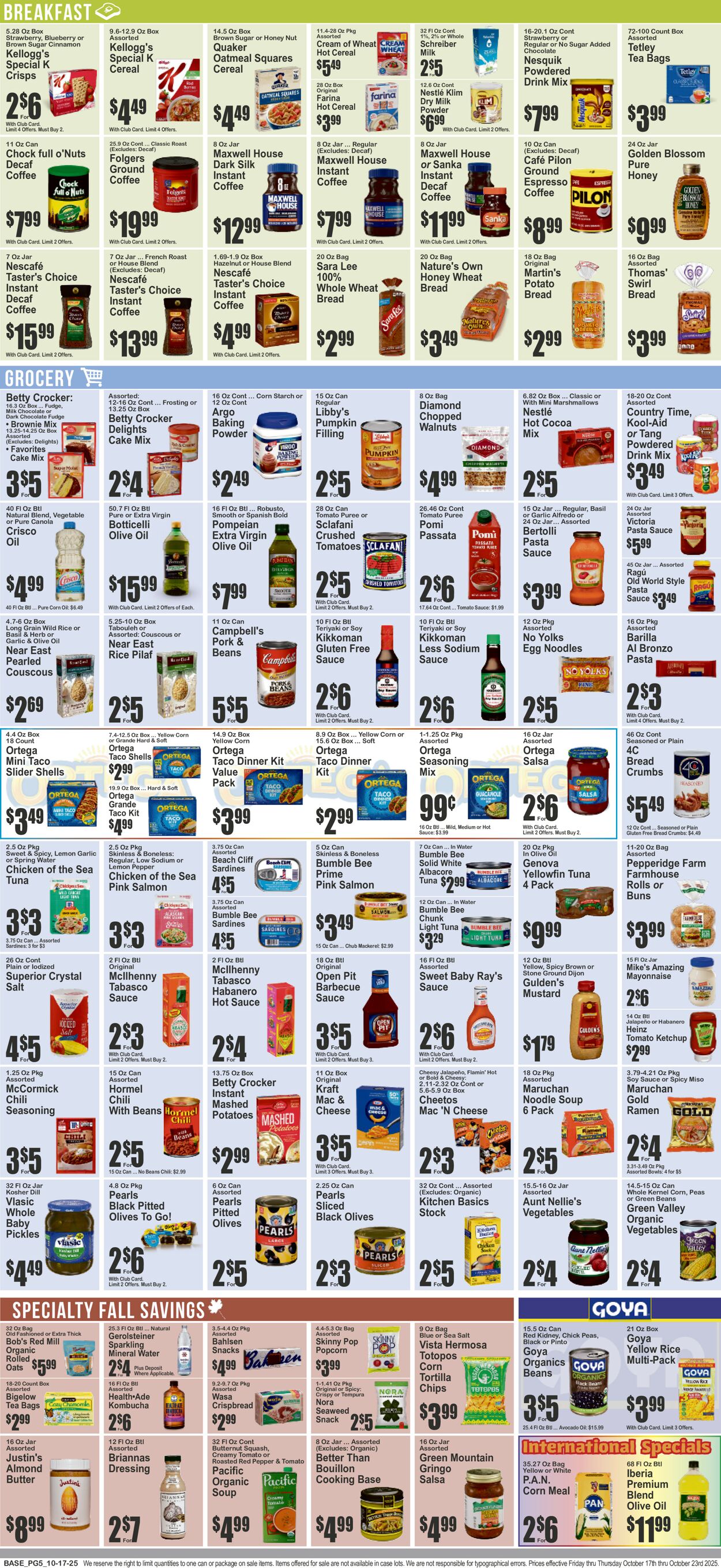 Catalogue Key Food from 10/17/2025