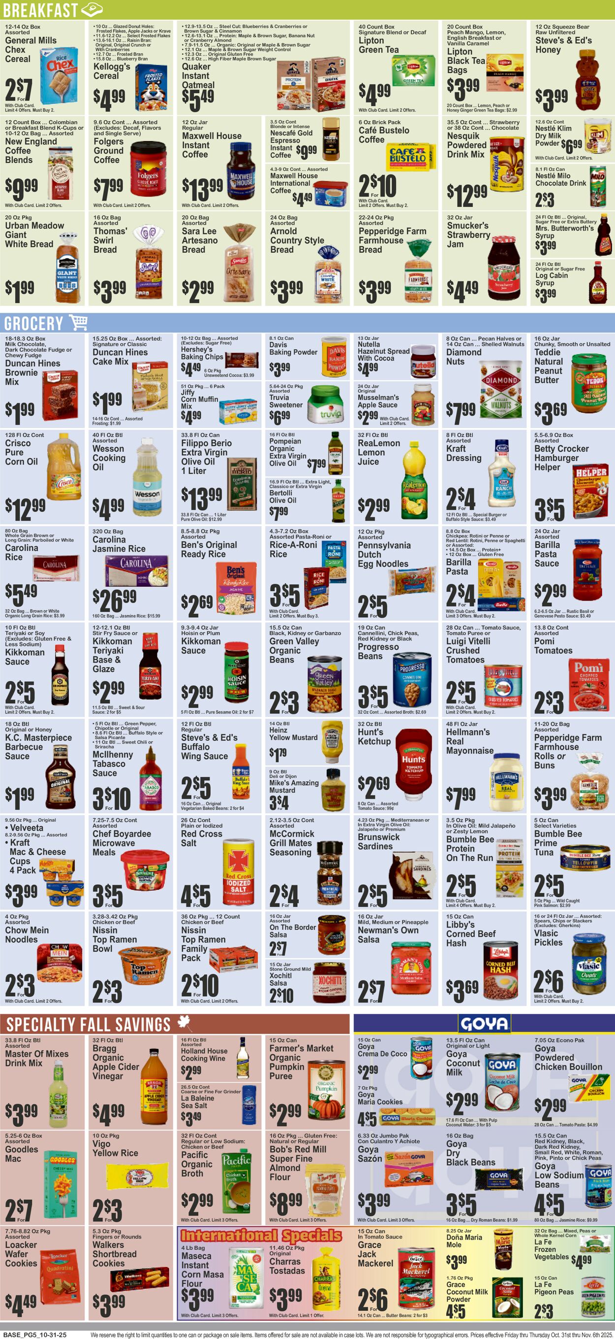 Catalogue Key Food from 10/31/2025