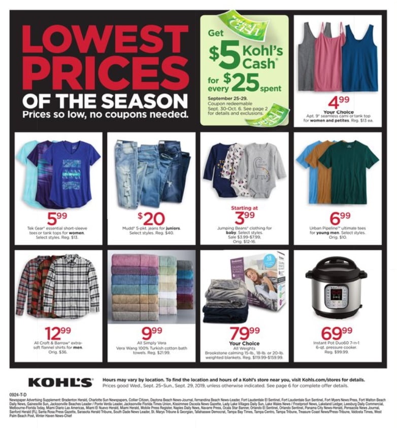 Catalogue Kohl's from 09/25/2019