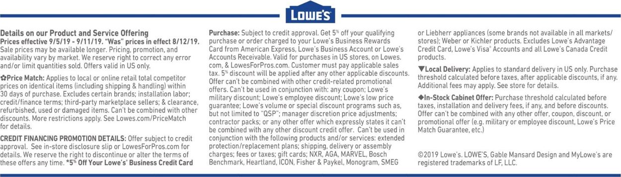 Catalogue Lowe's from 09/05/2019