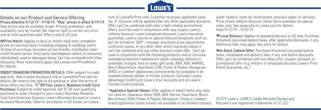 Catalogue Lowe's from 09/12/2019