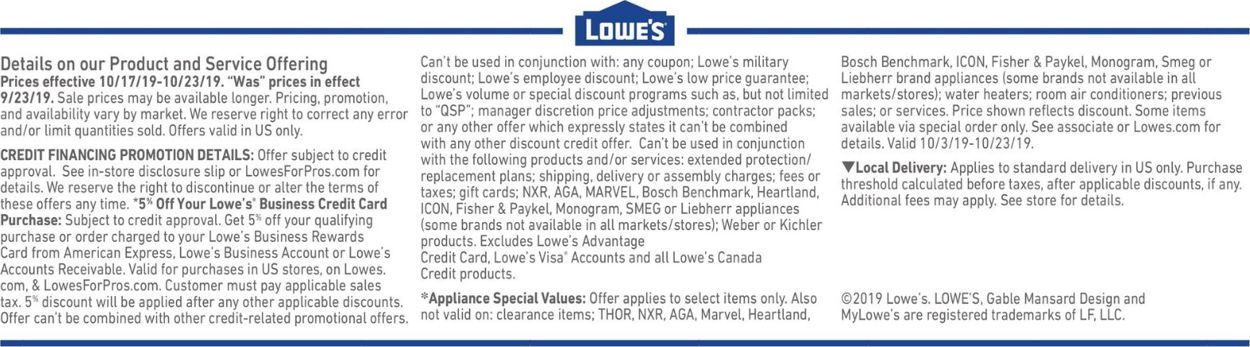Catalogue Lowe's from 10/17/2019