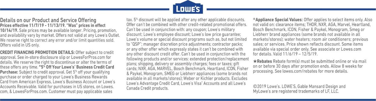 Catalogue Lowe's from 11/07/2019