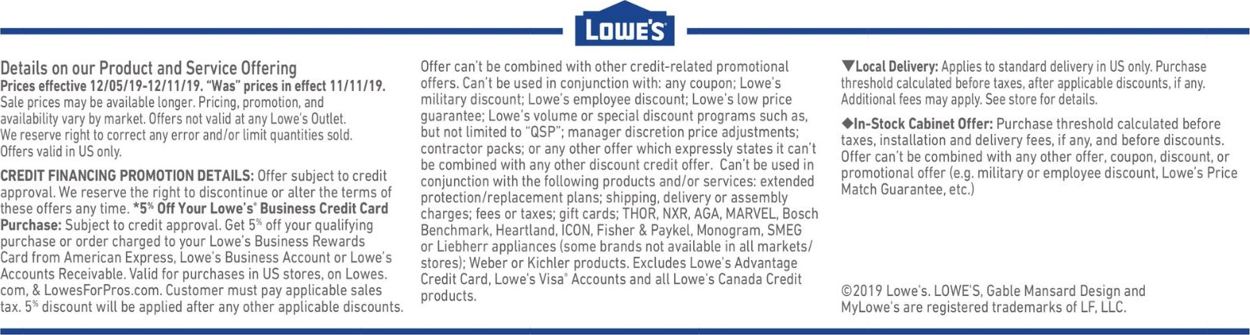 Catalogue Lowe's from 12/05/2019