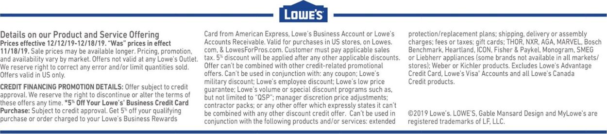 Catalogue Lowe's from 12/12/2019