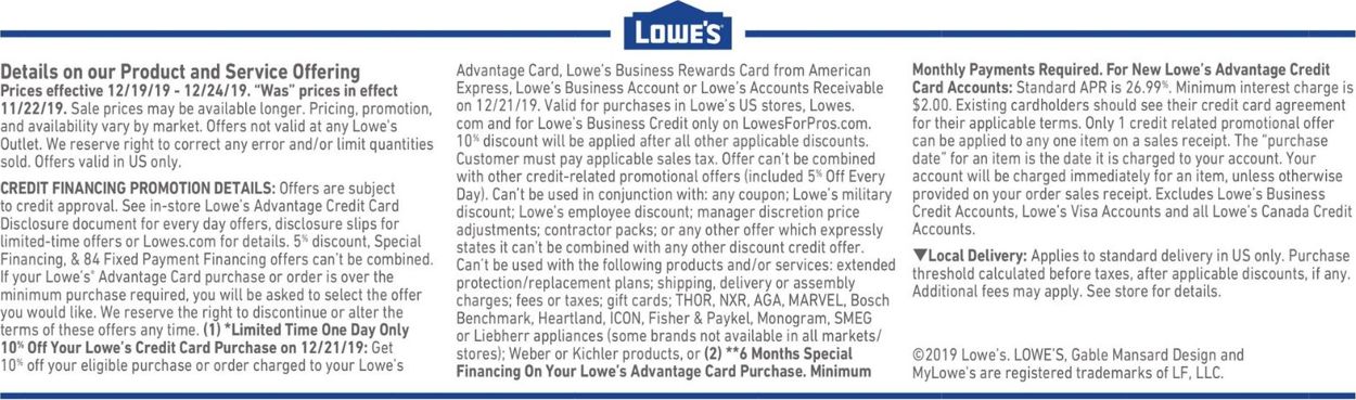 Catalogue Lowe's from 12/19/2019