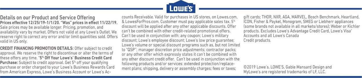 Catalogue Lowe's from 12/25/2019