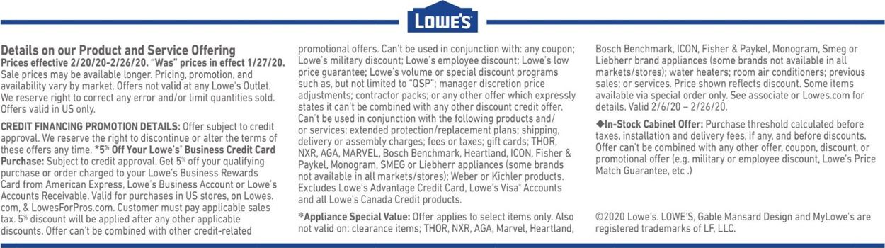 Catalogue Lowe's from 02/20/2020