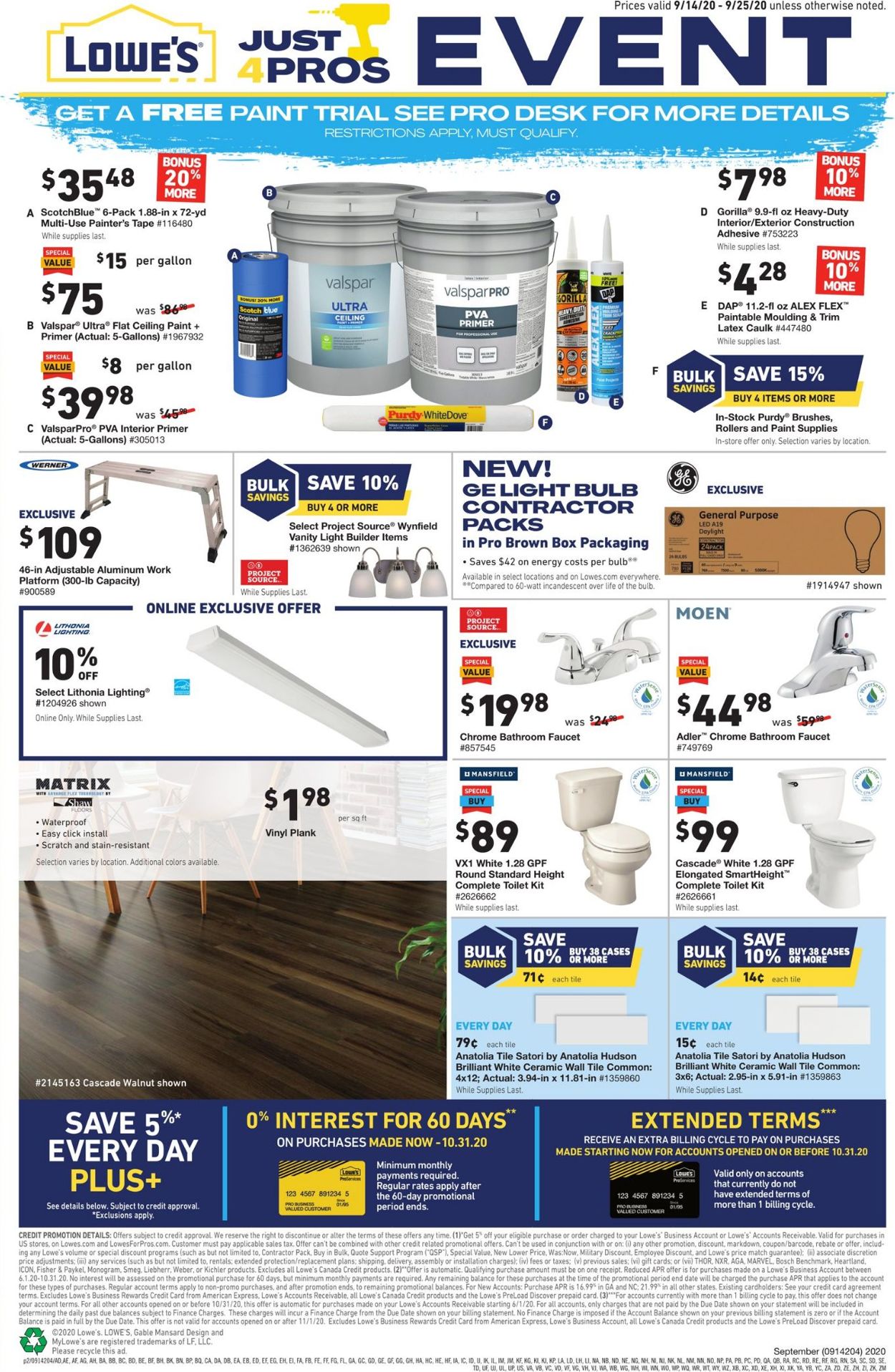 Catalogue Lowe's from 09/14/2020