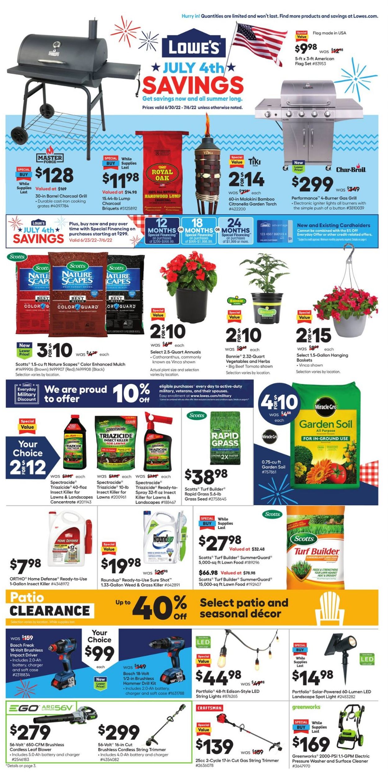 Lowe's 4th of July Sale Current weekly ad 06/30 07/06/2022