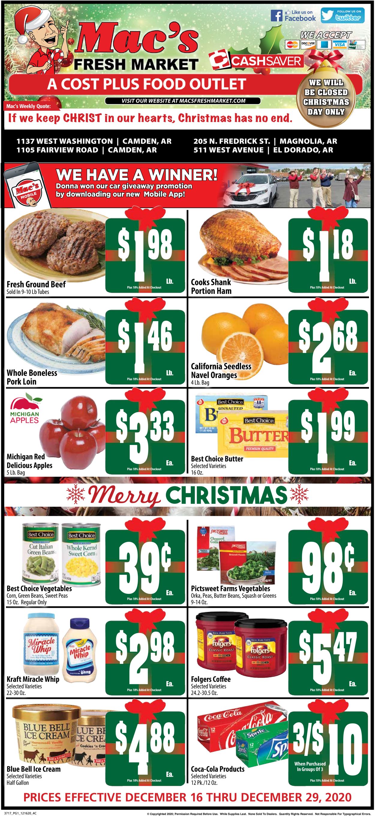 Catalogue Mac's Freshmarket Christmas ad 2020 from 12/16/2020