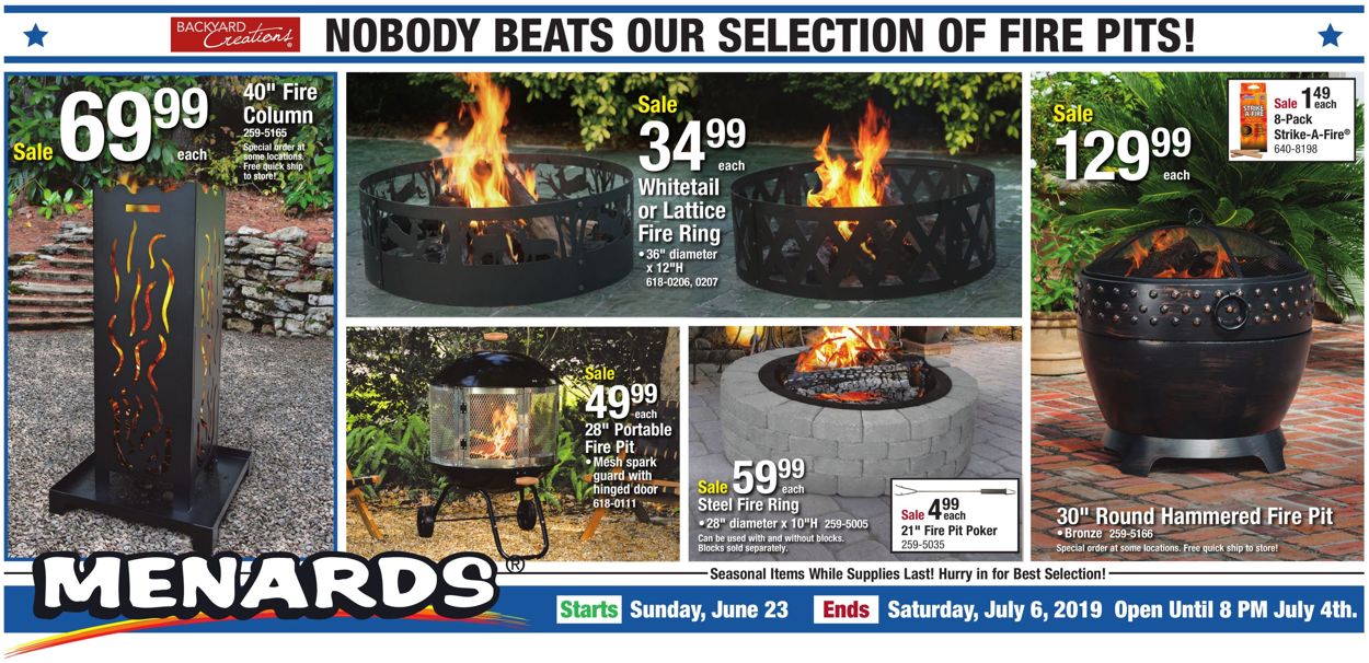 Menards Cur Weekly Ad 06 23 07, Outdoor Portable Fire Pit Menards