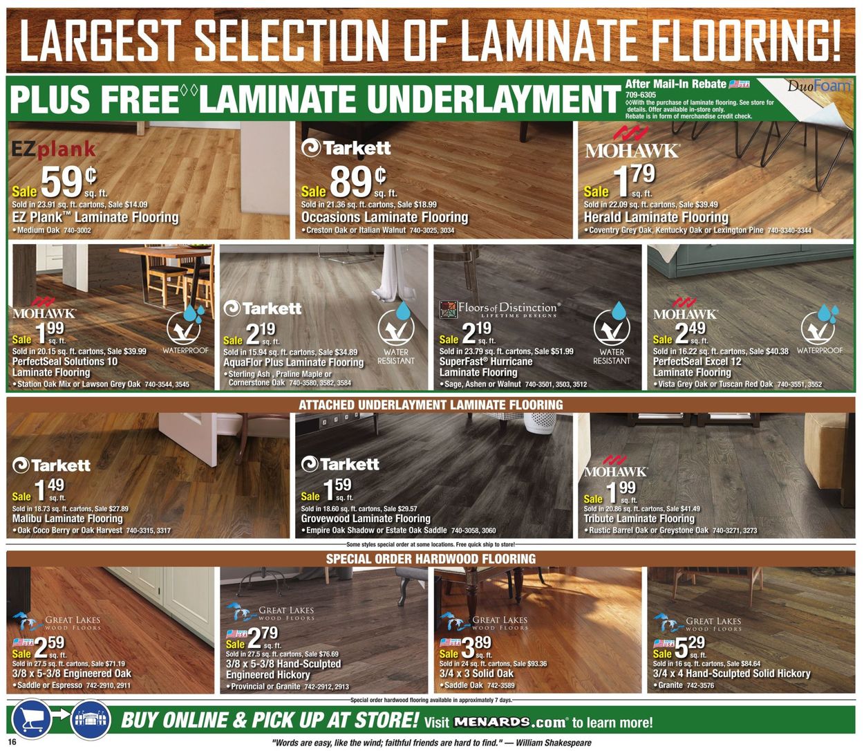 Menards Cur Weekly Ad 10 27 11 09, Great Lakes Hardwood Flooring