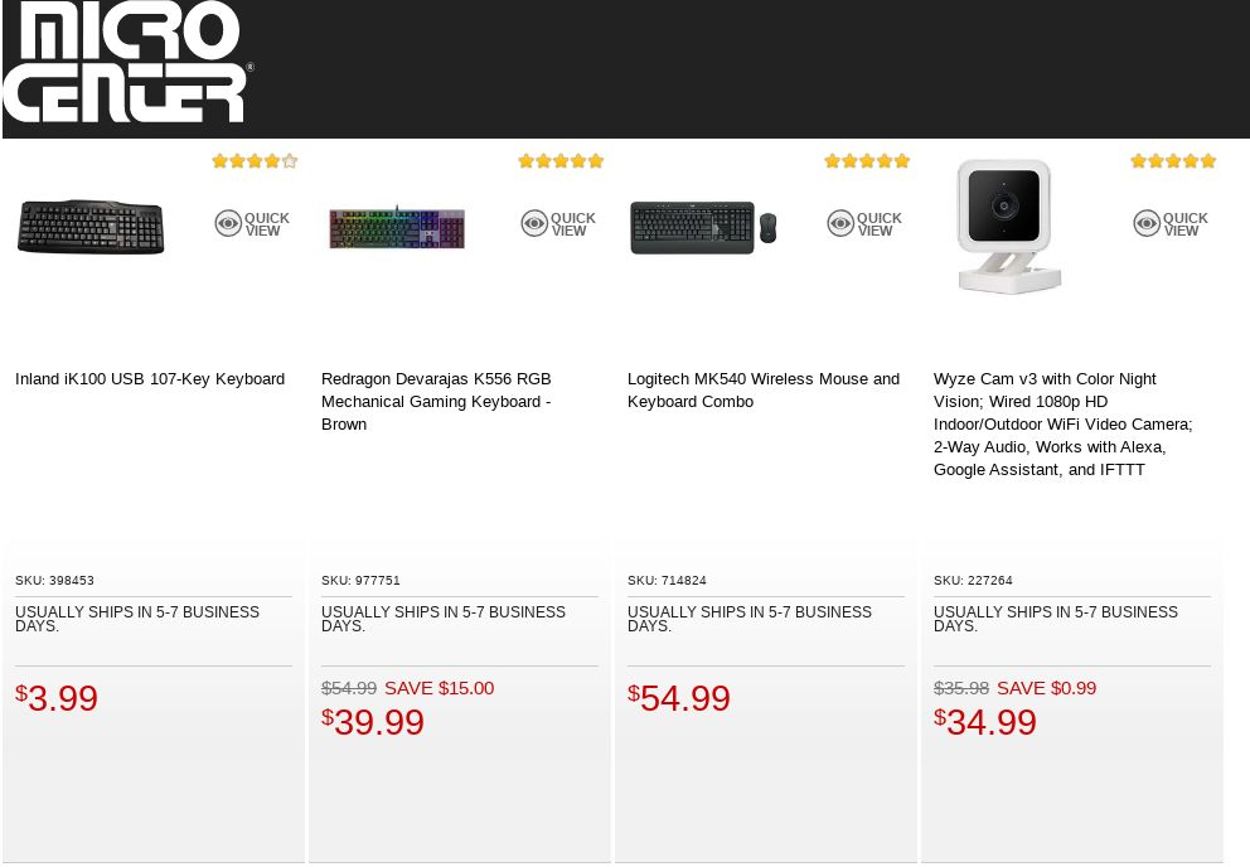 Catalogue Micro Center from 08/16/2022